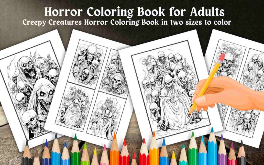 Libro Para Colorear Criaturas de Terror | Vampiros, Brujas, Demonios, Calaveras, Zombies